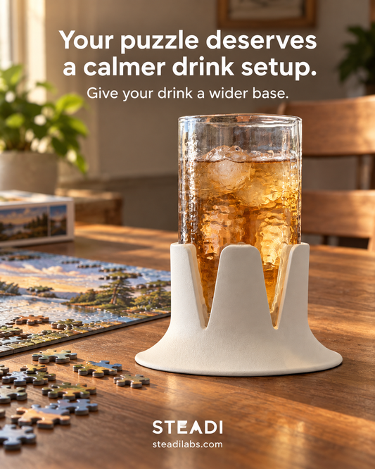 Where to put your drink when a puzzle takes over the table